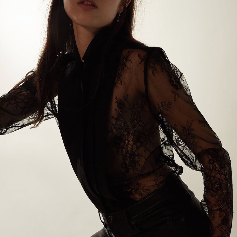 Equipment Silk & Lace Button-Up Shirt